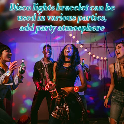 Kittmip 4 Pieces Mini Disco Light Ball Strobe Atmosphere Lights with USB Cable and Suction Portable LED Wristbands Rotating USB Night Disco Light up Bracelet Lamp for Halloween Dance Birthday