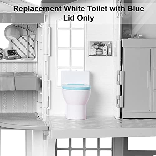 Replacement Parts for Barbie Malibu House Playset - FXG57 ~ Replacement White Toilet with Blue Lid