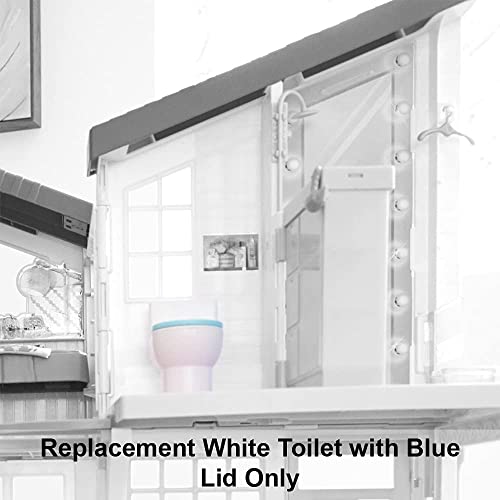 Replacement Parts for Barbie Malibu House Playset - FXG57 ~ Replacement White Toilet with Blue Lid