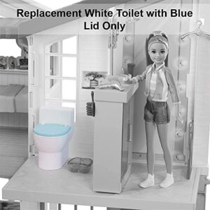 Replacement Parts for Barbie Malibu House Playset - FXG57 ~ Replacement White Toilet with Blue Lid
