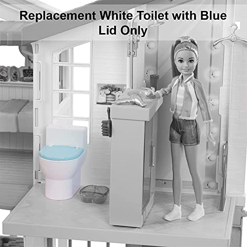 Replacement Parts for Barbie Malibu House Playset - FXG57 ~ Replacement White Toilet with Blue Lid