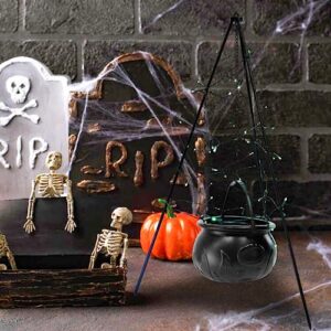 Hourleey Witches Cauldron on Tripod, Halloween Outdoor Decorations with Green Lights, Hocus Pocus Candy Bucket Decor for Home Patio Garden Lawn Outside