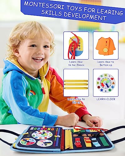 Supplim Busy Board Montessori Toy for Toddlers 1 2 3 4 5 Years Old - Educational Activity Sensory Board Preschool Learning Fine Motor Skills Toys, Toddler Travel Toy for Plane Car, Gift for Boys Girls