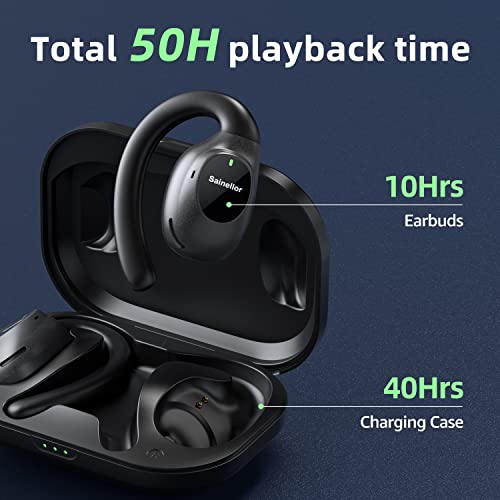 Open Ear Air Conduction Headphones, Bluetooth 5.3 Earbuds with 50H Playtime IPX5 Waterproof Wireless Earbuds ，16mm Dynamic Drivers Sport Headphones with Earhooks for Running, Walking and Workouts