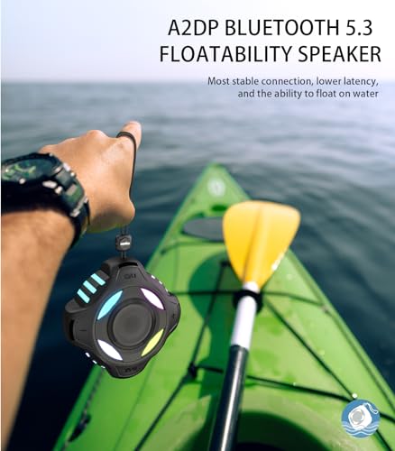 Waterproof Bluetooth Speaker IPX7, Shower Speaker with Multi-Color Light,Floating, Loud HD Stereo Sound, Robust Bass, Portable Speaker with 24H Playtime for Kayak Canoe Beach Trip, Gifts for Men,Women