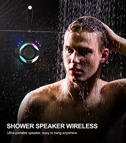 Waterproof Bluetooth Speaker IPX7, Shower Speaker with Multi-Color Light,Floating, Loud HD Stereo Sound, Robust Bass, Portable Speaker with 24H Playtime for Kayak Canoe Beach Trip, Gifts for Men,Women