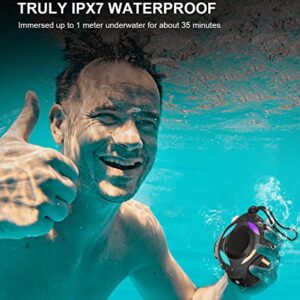 Waterproof Bluetooth Speaker IPX7, Shower Speaker with Multi-Color Light,Floating, Loud HD Stereo Sound, Robust Bass, Portable Speaker with 24H Playtime for Kayak Canoe Beach Trip, Gifts for Men,Women