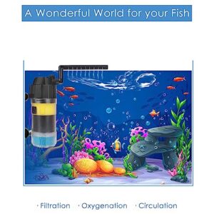 FUMAK Aquarium Filter Fish Tank Filters Turtle Filter Internal Power Filter 3-Stage Filtration with Aeration/Rainfall Modes for 10-40 Gallon Aquariums, Flow Rate and Direction Adjustable