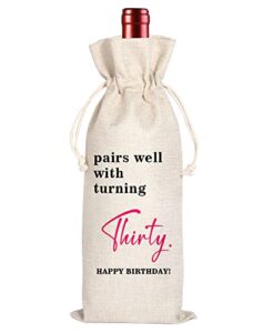 maydvdv 30th birthday gift|thirty year birthday wine bag|personalized wine bag|30th birthday party favors|party decor wine bag|pairs well with turning thirty wine bag(11ma03)