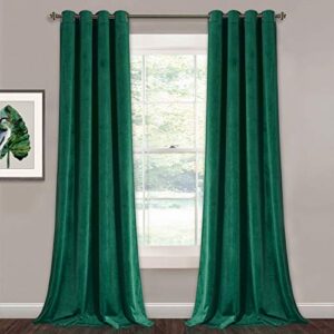 StangH Emerald Green Velvet Curtains & Pom Pom Blackout Curtains