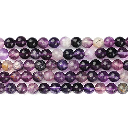 8mm Natural Purple Fluorite Gemstone Round Loose Beads Crystal Stone Bracelet Necklace Accessories Crafts for Jewelry Making DIY,1 Strand 15"