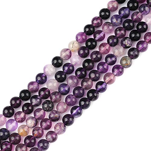 8mm Natural Purple Fluorite Gemstone Round Loose Beads Crystal Stone Bracelet Necklace Accessories Crafts for Jewelry Making DIY,1 Strand 15"