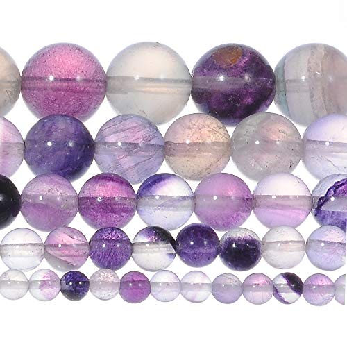 8mm Natural Purple Fluorite Gemstone Round Loose Beads Crystal Stone Bracelet Necklace Accessories Crafts for Jewelry Making DIY,1 Strand 15"