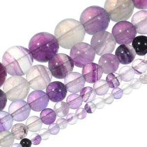 8mm Natural Purple Fluorite Gemstone Round Loose Beads Crystal Stone Bracelet Necklace Accessories Crafts for Jewelry Making DIY,1 Strand 15"