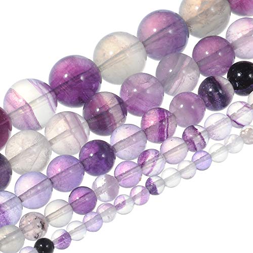 8mm Natural Purple Fluorite Gemstone Round Loose Beads Crystal Stone Bracelet Necklace Accessories Crafts for Jewelry Making DIY,1 Strand 15"