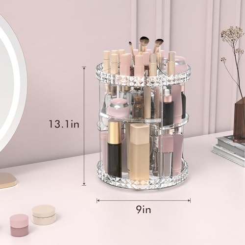 Rosoenvi Rotating Makeup Organizer, 360° Spinning Skincare Organizers, Adjustable Layer Cosmetic Storage Lazy Susan Makeup Organizers for Dresser Bathroom, Medium