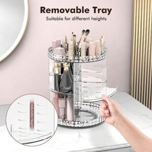 Rosoenvi Rotating Makeup Organizer, 360° Spinning Skincare Organizers, Adjustable Layer Cosmetic Storage Lazy Susan Makeup Organizers for Dresser Bathroom, Medium