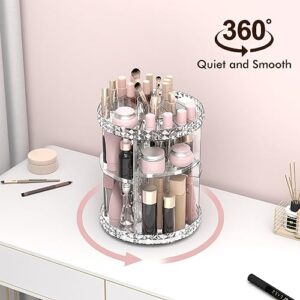 Rosoenvi Rotating Makeup Organizer, 360° Spinning Skincare Organizers, Adjustable Layer Cosmetic Storage Lazy Susan Makeup Organizers for Dresser Bathroom, Medium