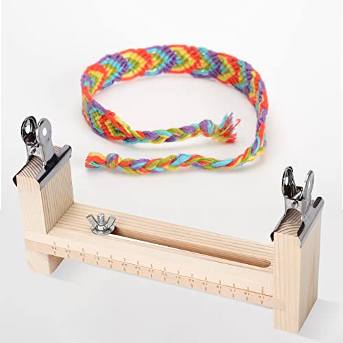 Homepatche Wood Bracelet Jig,U Shape Clear Scale Bracelet Maker Rack,DIY Hand Knitting Bracelet Jig with 2 Clamp (Wood3)