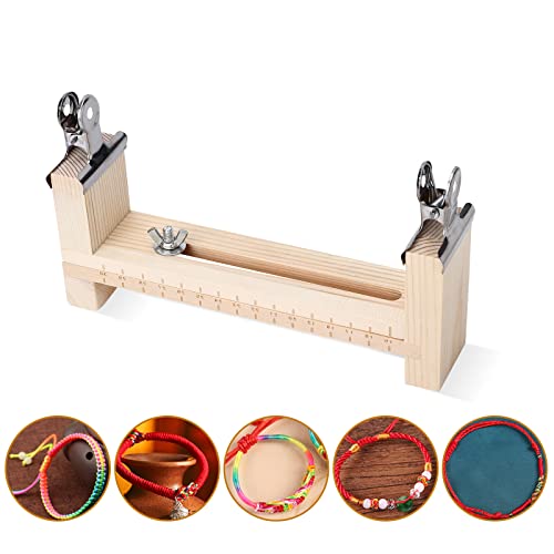 Homepatche Wood Bracelet Jig,U Shape Clear Scale Bracelet Maker Rack,DIY Hand Knitting Bracelet Jig with 2 Clamp (Wood3)