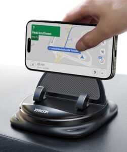 joyroom phone mount for car, [adjustable spring design] dashboard cell phone holder car, 360° rotatable car phone holder mount with non-slip silicone, compatible with iphone, samsung, other smartphone