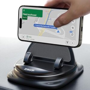 JOYROOM Phone Mount for Car, [Adjustable Spring Design] Dashboard Cell Phone Holder Car, 360° Rotatable Car Phone Holder Mount with Non-slip Silicone, Compatible with iPhone, Samsung, Other Smartphone