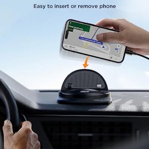 JOYROOM Phone Mount for Car, [Adjustable Spring Design] Dashboard Cell Phone Holder Car, 360° Rotatable Car Phone Holder Mount with Non-slip Silicone, Compatible with iPhone, Samsung, Other Smartphone