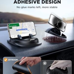 JOYROOM Phone Mount for Car, [Adjustable Spring Design] Dashboard Cell Phone Holder Car, 360° Rotatable Car Phone Holder Mount with Non-slip Silicone, Compatible with iPhone, Samsung, Other Smartphone