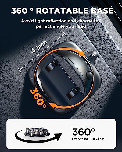 JOYROOM Phone Mount for Car, [Adjustable Spring Design] Dashboard Cell Phone Holder Car, 360° Rotatable Car Phone Holder Mount with Non-slip Silicone, Compatible with iPhone, Samsung, Other Smartphone