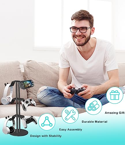 Ahomiwow Controller Holder Display Storage 3 Tier Hook for Desk Organizer Stand Hanger Neat Game Controller Hangers for All Universal PC Accessories Easy Assembly Space Save