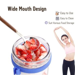 Mason Jars for Overnight Oats, Overnight Oats Container with Lids, Spoon,Upgrade Fixed Silicon Spoon Clip and Open-Type Ring,10 Oz Airtight Oatmeal Glass Jars for Meal Prep Yogurt Parfait On The Go