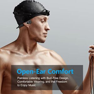 Swimming Headphones, Bone Conduction Waterproof Headphones for Swimming, MP3 Built-in 32G Memory, IPX8 Open-Ear Wireless Bluetooth 5.3 Underwater Headphoones with Earplug and Adjustment Straps