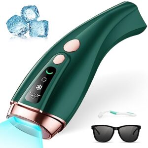 oubabo ipl hair removal for women and man, laser hair removal device with ice cooling care, at-home permanent hair reduction for facial armpits legs bikini line whole body, come with razor and goggles