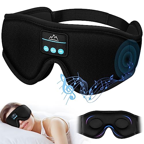 Sleep Eye Mask Bluetooth Headphones - 3D Bluetooth 5.2 Headband Sleeping Headphones Comfy Side Sleeping Cool Tech Gadgets Stocking Stuffers for Men Women Wife Husband Dad Mom Father Mother Teens