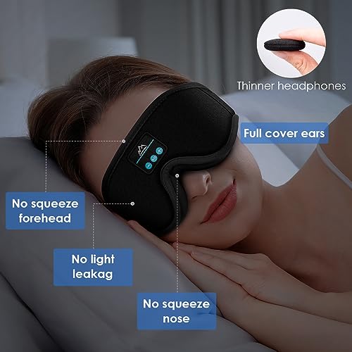 Sleep Eye Mask Bluetooth Headphones - 3D Bluetooth 5.2 Headband Sleeping Headphones Comfy Side Sleeping Cool Tech Gadgets Stocking Stuffers for Men Women Wife Husband Dad Mom Father Mother Teens