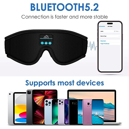 Sleep Eye Mask Bluetooth Headphones - 3D Bluetooth 5.2 Headband Sleeping Headphones Comfy Side Sleeping Cool Tech Gadgets Stocking Stuffers for Men Women Wife Husband Dad Mom Father Mother Teens