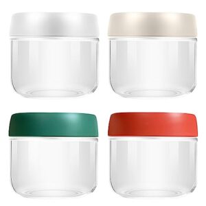 mr.kiangci 4 pack 10oz glass jar with lid,leak proof glass jars for overnight oats,reusable small mason jars overnight oats jars for fruit, salad, dressing, snacks cereal,sauce,cerea,sugar,beans