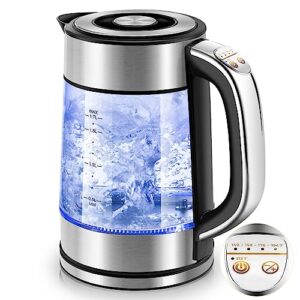 pukomc electric kettle temperature control with 5 presets, 1500w keep warm electric tea kettle & 1.7l hot water boiler, auto-off & boil-dry protection, bpa free, black