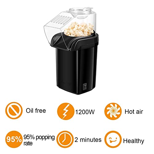 Hot Air Popcorn Popper Maker, Electric Hot Air Popcorn Popper Corn Popcorn Machine for Healthy Oil Free Popcorn