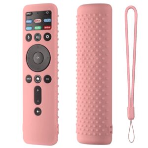 silicone cover for vizio xrt260 smart tv remote vizio xrt260 silicone case cover shockproof anti slip silicone skin sleeve with lanyard(pink)