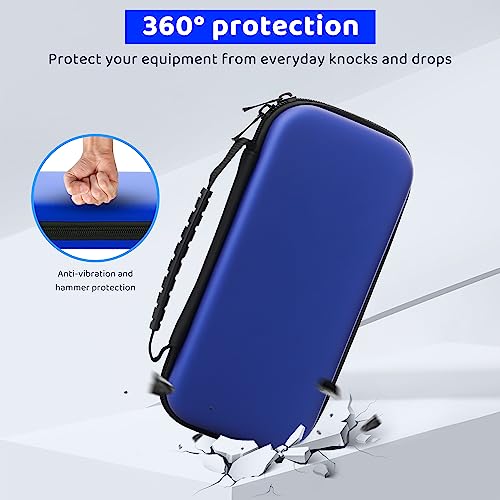 HYPERCASE Blue Hard Carrying Case Compatible with Nintendo Switch Lite, Portable Switch Travel Carry Case for Boys Girls with 8 Game Card Slots, TPU Glitter Shell, Screen Protector and 2 Jelly Caps.