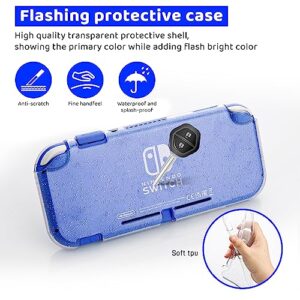 HYPERCASE Blue Hard Carrying Case Compatible with Nintendo Switch Lite, Portable Switch Travel Carry Case for Boys Girls with 8 Game Card Slots, TPU Glitter Shell, Screen Protector and 2 Jelly Caps.