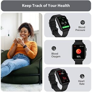 SOUYIE Smart Watch (Call Answer/Dial) for Men Women, 1.85" HD Display Blood Pressure Blood Oxygen Heart Rate Sleep Monitor，IP68 Waterproof Fitness Tracker Pedometer for Android and iOS Phone