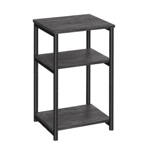 vasagle side table, small end table, tall nightstand for living room, bedroom, office, bathroom, misty gray and classic black ulet273b68