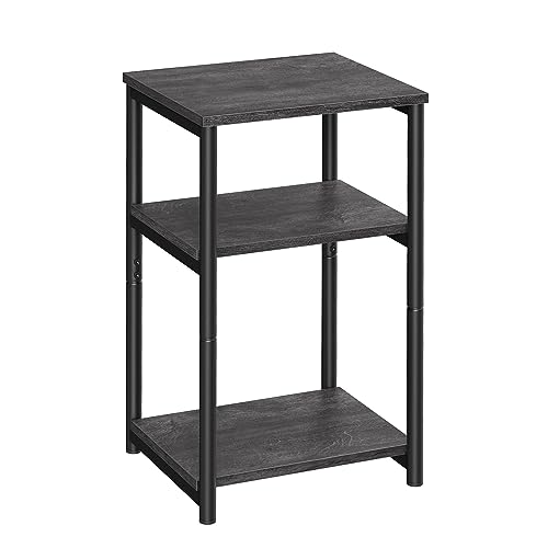 VASAGLE Side Table, Small End Table, Tall Nightstand for Living Room, Bedroom, Office, Bathroom, Misty Gray and Classic Black ULET273B68