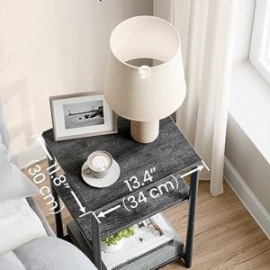 VASAGLE Side Table, Small End Table, Tall Nightstand for Living Room, Bedroom, Office, Bathroom, Misty Gray and Classic Black ULET273B68