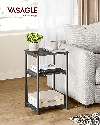VASAGLE Side Table, Small End Table, Tall Nightstand for Living Room, Bedroom, Office, Bathroom, Misty Gray and Classic Black ULET273B68