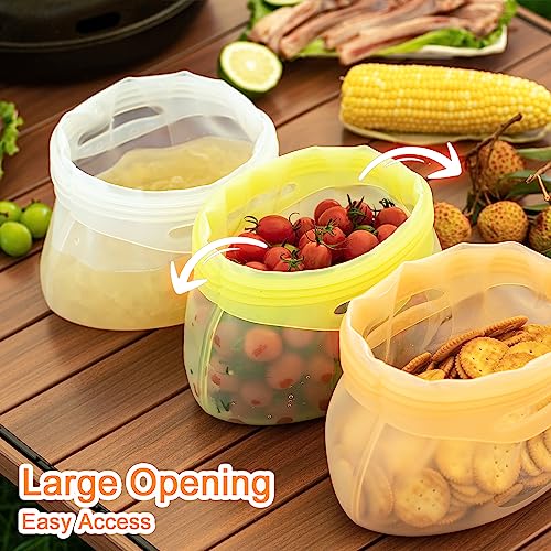 Reusable Silicone Storage Bags, BPA Free 3 PCS Food Storage Bags, Leakproof Gallon Freezer Bags for Sandwich, Snack, Travel Items, Silicone Food Pouch, Suitable for Microwave, Oven, Fridge, Dishwasher