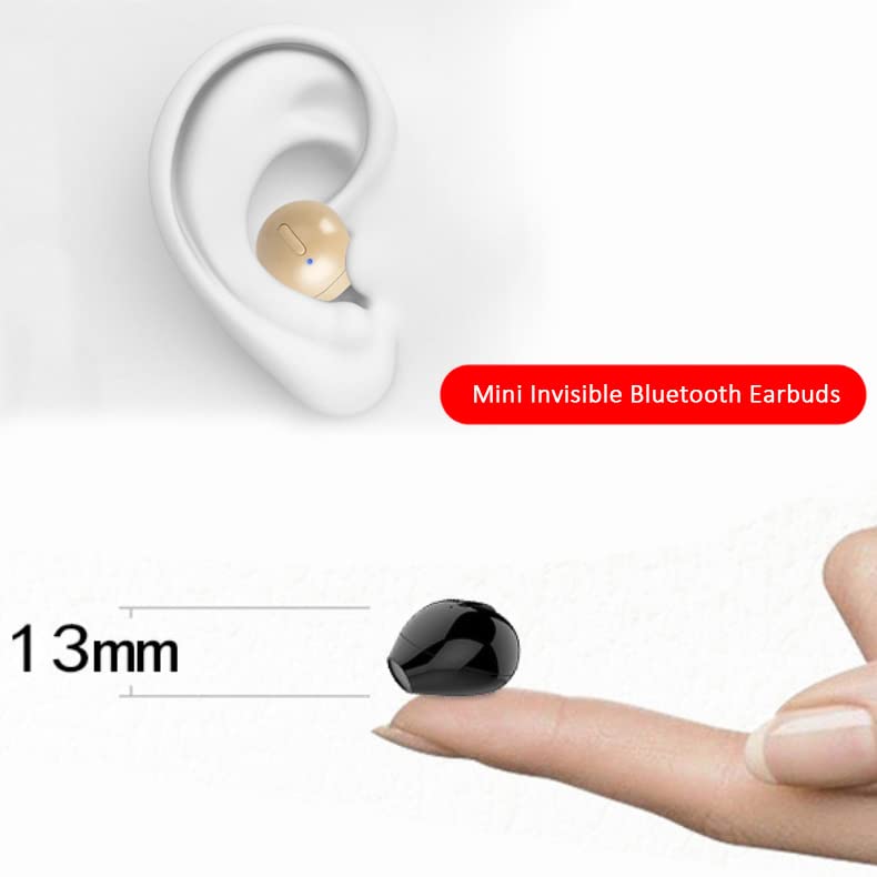 Xmenha White Invisible Earbuds Long Endurance Hours Playtime Mini Bluetooth Earbuds True Wireless Earbuds Stereo HiFi Music IPX5 Waterproof Noise-Cancelling Discreet with Wireless Charging Case