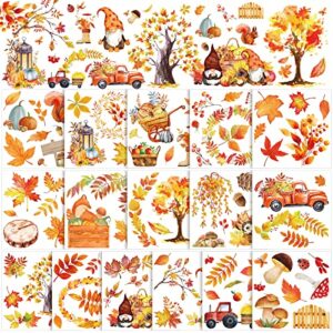 satinior 16 sheets fall rub on transfers for crafts and furniture maple leaf pumpkin stickers rub on decals for scrapbook diy wood fabric journal dairy envelope 5.9 x 5.9 inch